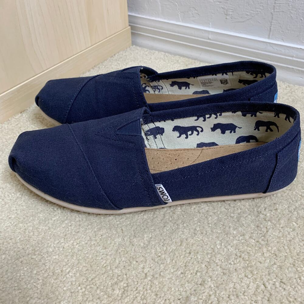 TOMS Classic Navy Canvas Alpargata Shoes Women's Size 9 Flats